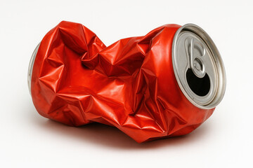 Red crumpled paper beside a soda can.