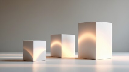 Minimalist white podium setup on a clean white background