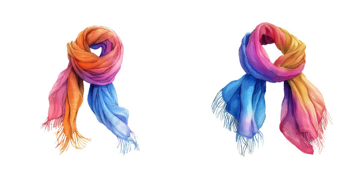 khata scarves watercolor vector illustration