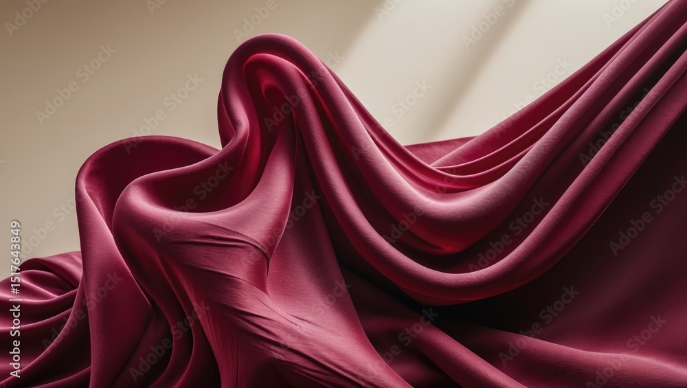 Poster abstract close-up of plum-colored fabric with subtle textures and soft shadows for backgrounds or te