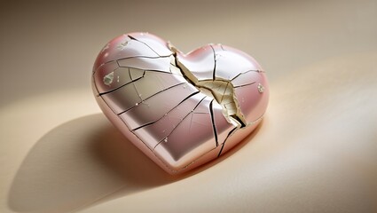 A delicate and glossy heart-shaped ornament with a polished surface, perfect for romantic or festive decor.