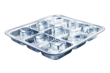 Refreshing Ice Cubes in Tray Cool Drinks Summer Heat Relief Frozen Water on transparent background
