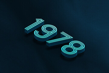 Blue Isometric layer 3d text effect of number 1978 on blue background.