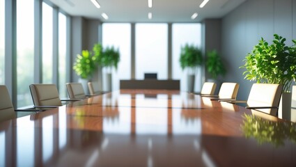 Fototapeta premium Empty boardroom and conference table for meetings