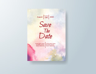 Wedding invitation with abstract watercolor background