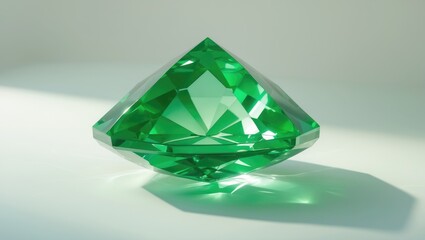 Fototapeta premium Kryptonite gemstone: isolated green mineral rock on white background