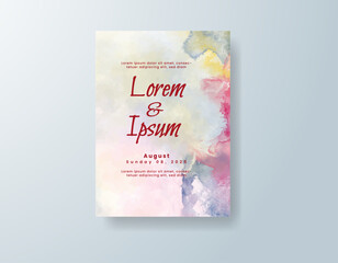 Wedding invitation with abstract watercolor background