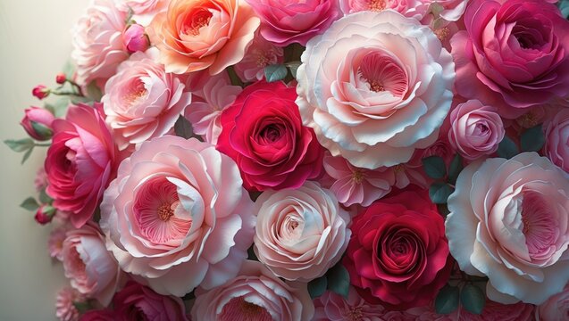 Flowers in the studio: seamless floral rose pattern for background and textile design