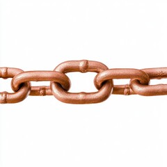 Fototapeta premium Rusty Brown Metal Chain Link on White Background