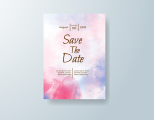 Wedding invitation with abstract watercolor background