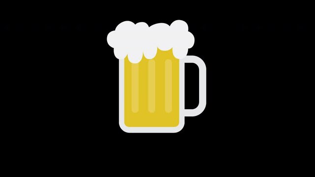 Animated Beer Mug with Frothy Head on a Transparent Background: Simple and Playful Design
