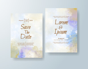 Wedding invitation with abstract watercolor background