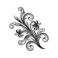 Elegant black and white floral swirl design for decorative ornamentation and artistic applications