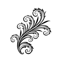Fototapeta premium Elegant black and white floral swirl design vector for decorative design projects