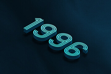 Blue Isometric layer 3d text effect of number 1996 on blue background.