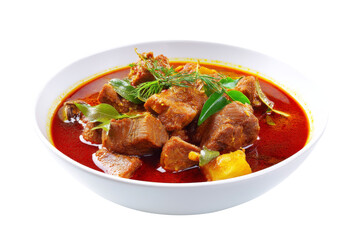 Fototapeta premium Pork Thai curry spicy, isolated on transparent background.