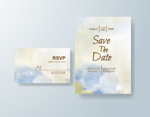 Wedding invitation with abstract watercolor background