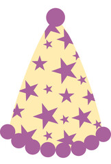 Yellow Star-Patterned Party Hat with Purple Accents