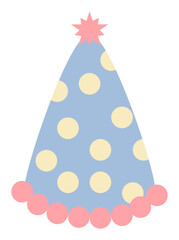 Blue Polka Dot Party Hat with Pink Accents