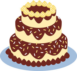 Three-Tier Chocolate and Cream Birthday Cake