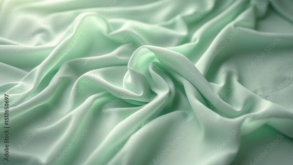 Aufkleber seamless green fabric textures with soft folds and flowing lines in a minimalist, abstract design em