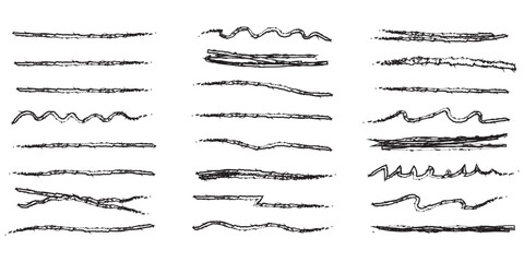 Vector swish swoosh squiggle lines set. Isolated fake signatures.
