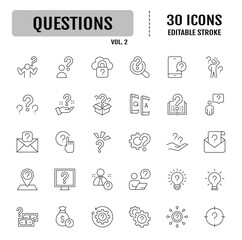 Question line icon set. Editable stroke. Vector illustration