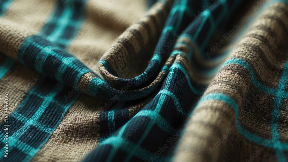 Poster checked textile with rumpled texture and selective focus