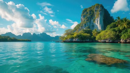 Obraz premium Cliffs and pristine beaches of Phi Phi Leh in southern Thailand