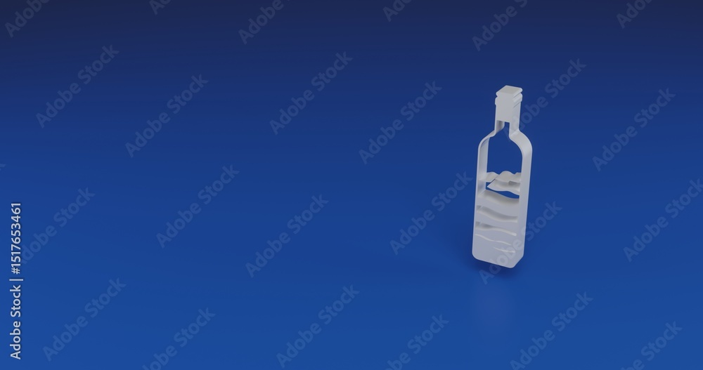Poster isolated realistic white the world in a bottle symbol with shadow. located on the right side of the 