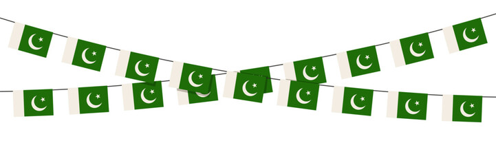 Pakistani festive hanging flags. Vector illustration. Design for festivals and exhibitions.