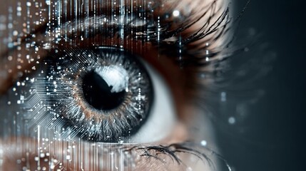 Close-Up of Advanced Technology Concepts AI, Cybersecurity, and Biometrics in the Digital Age