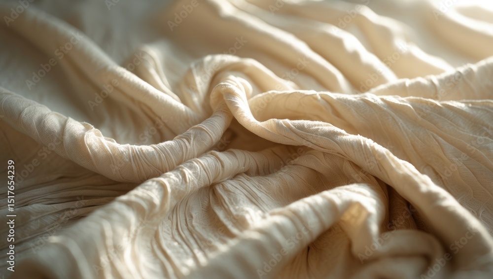 Poster close-up of a smooth, neutral-toned textile featuring a delicate waffle pattern and subtle surface d