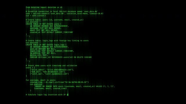 Programming software database code in matrix hacker data tech AI