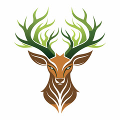 Abstract Deer with Tree-Shaped Antlers vector illustration