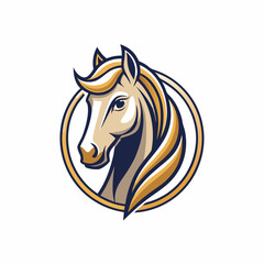 Luxury Horse in Golden Line Art vector illustration