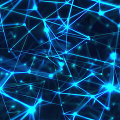 Seamless Futuristic Circuit Pattern with Blue Neon Tech Lines.