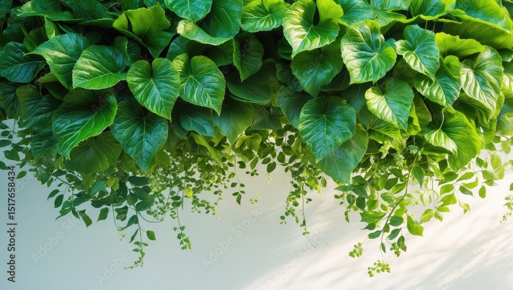 Poster green tree with branches and leaves from a low angle view on white background, emphasizing nature an