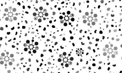 Abstract seamless pattern with molecule symbols. Creative leopard backdrop. Illustration on transparent background