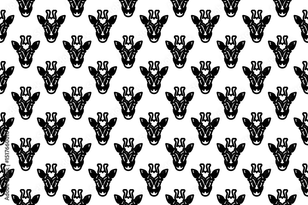 Poster seamless pattern completely filled with outlines of giraffe head symbols. elements are evenly spaced