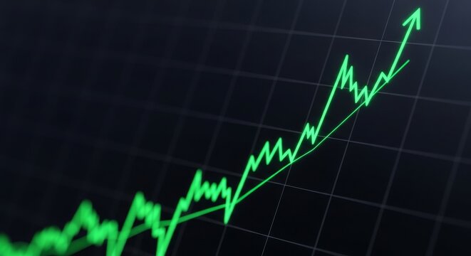 Close-up of a glowing financial chart on a digital screen