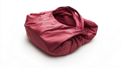 An elegant red leather handbag with a handle, isolated on a white background, a stylish fashion accessory