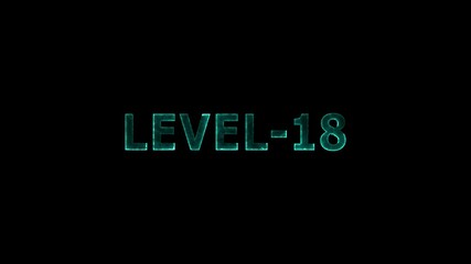 Neon Level 18 text font animation. Neon Level Up text sign. letters spelling out level Up appear on green screen display animation. - Powered by Adobe