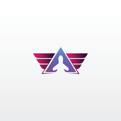 Letter A for Airplane logo design template