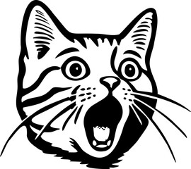 Surprised cat illustration set for vintage style or logo design