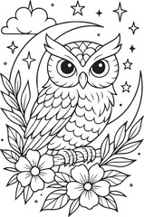 Floral and Skull Tattoo Style Coloring Page for Adults – Printable Intricate Mindful Art for Stress Relief, Relaxing, and Coloring Fun