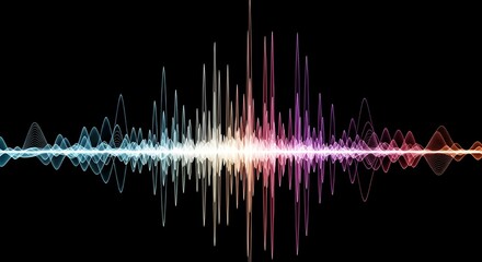 Abstract neon color visual music wave frequencies rhythm black  background isolated graphic resource