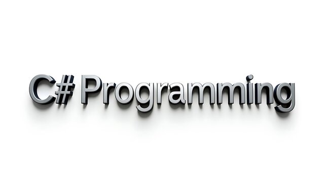 C programming text in three dimensional style on a plain background