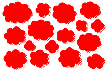 赤いシルエットの雲形フレーム