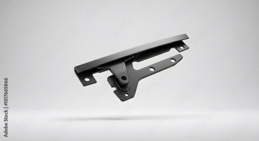 Poster precise engineering: a detailed 3d render of a black sliding window mechanism